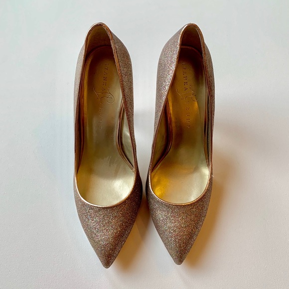 Ivanka Trump Shoes - Ivanka Trump Rose Gold Rainbow Glitter Margos Pump